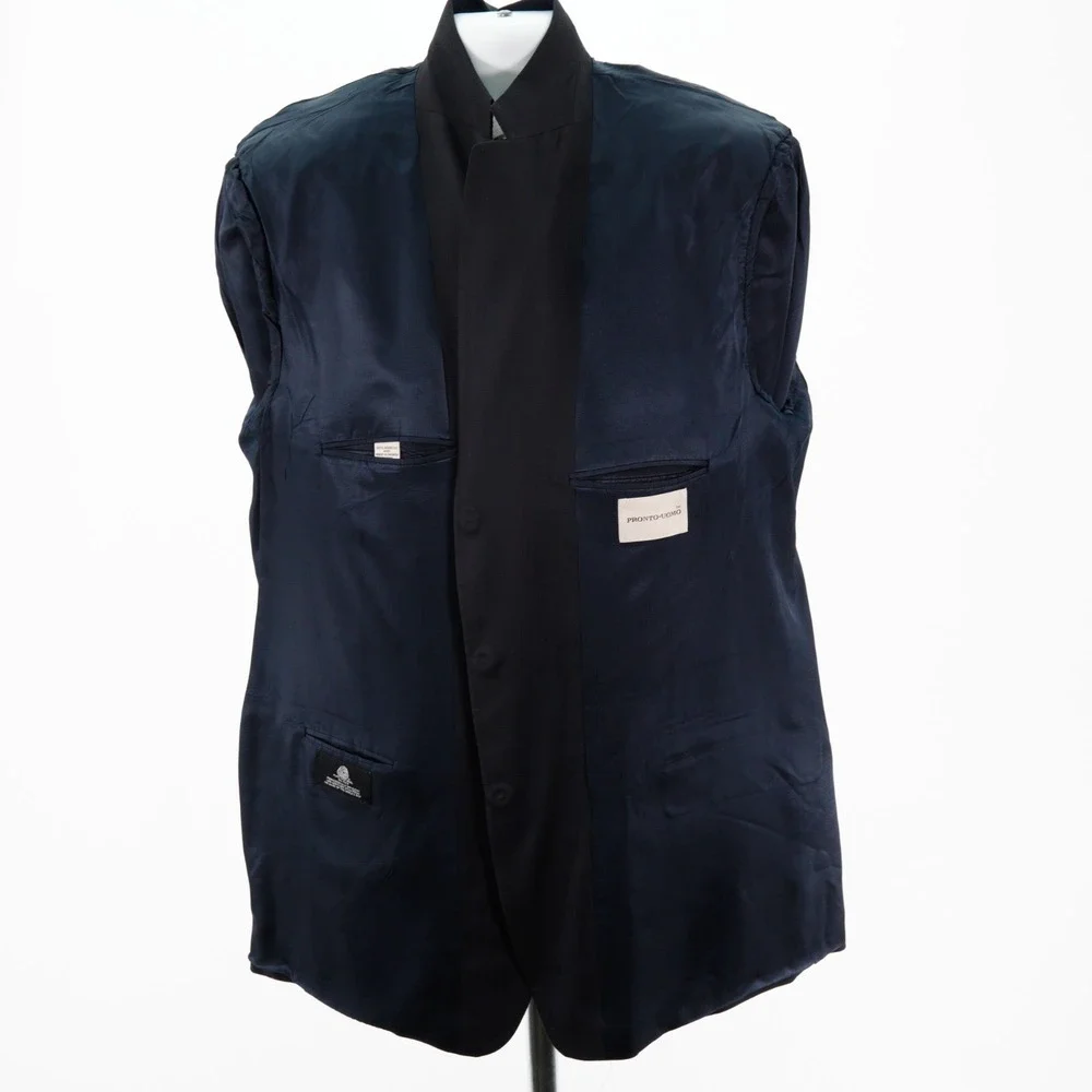 Pronto Uomo Worsted Wool Blue Sport Coat 48L 3-Button Ventless Blazer